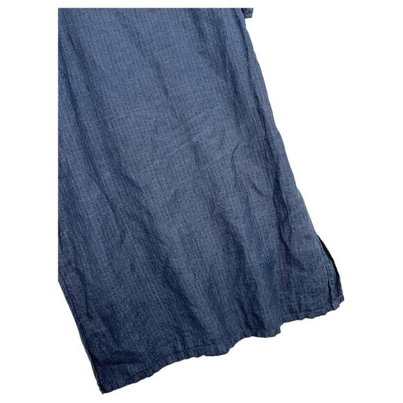 Pure J Jill Top Womens Medium Blue Linen Tunic Henley Lagenlook Cottage Coastal - Picture 9 of 12